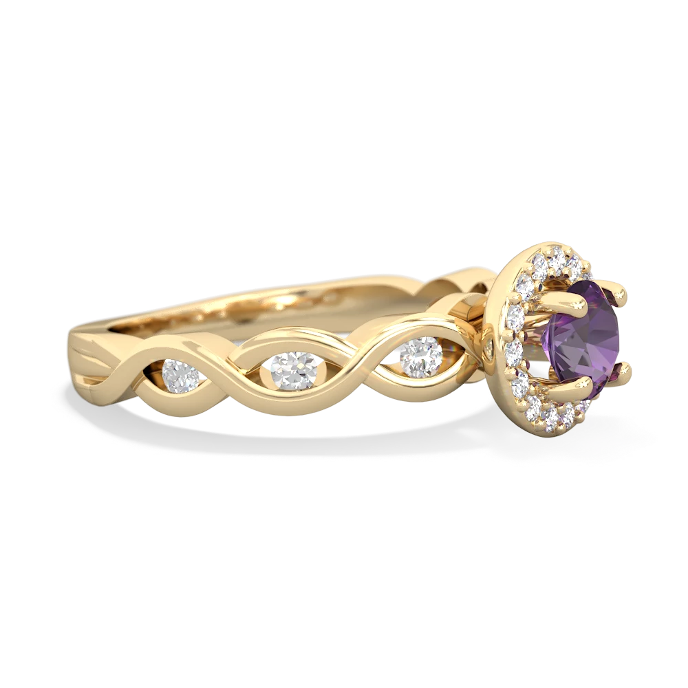 Amethyst Infinity Halo Engagement 14K Yellow Gold ring R26315RH