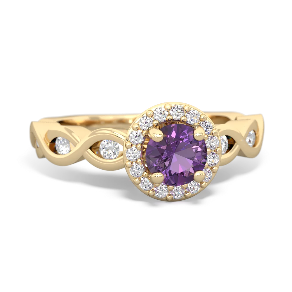 Amethyst Infinity Halo Engagement 14K Yellow Gold ring R26315RH