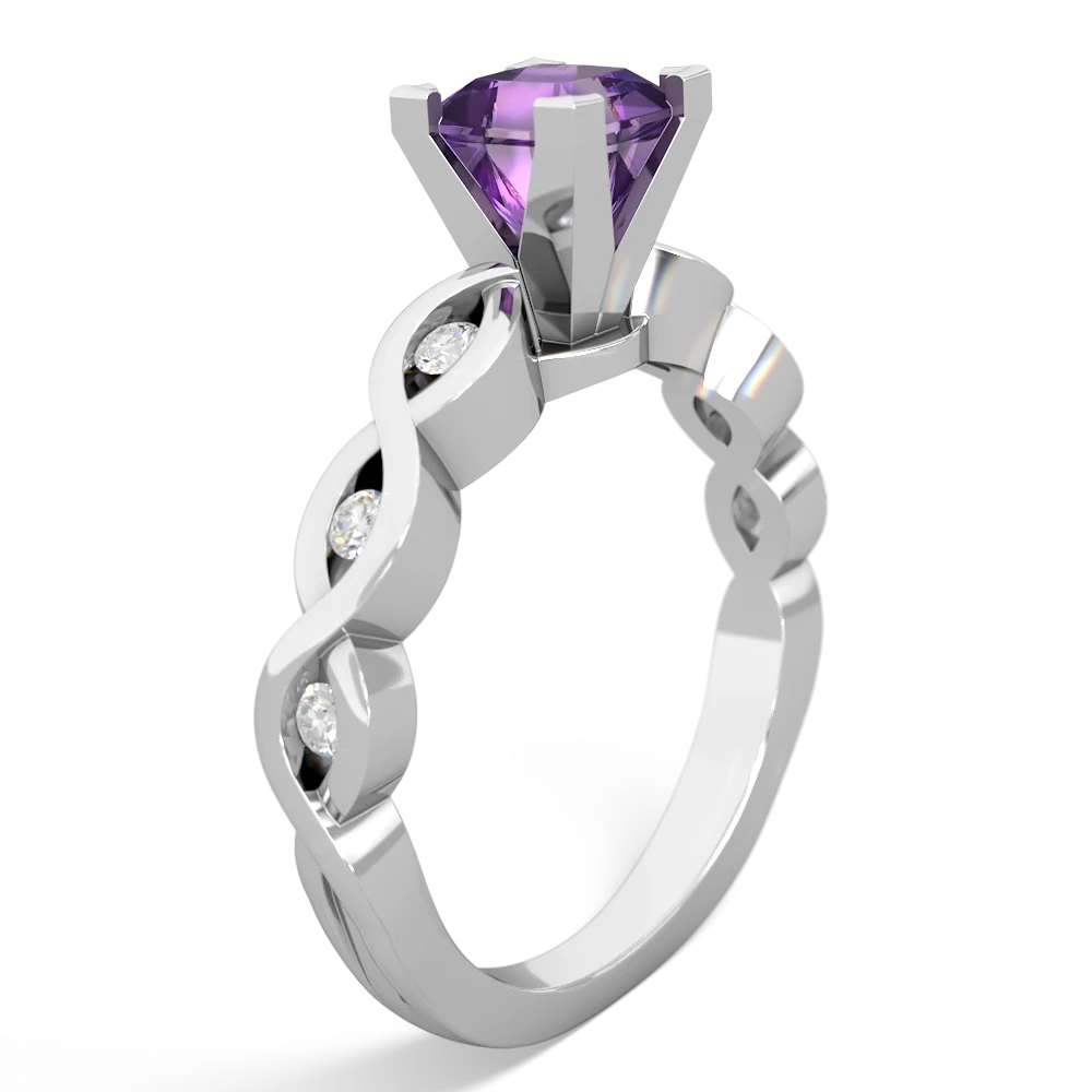 Amethyst Infinity 5Mm Square Engagement 14K White Gold ring R26315SQ