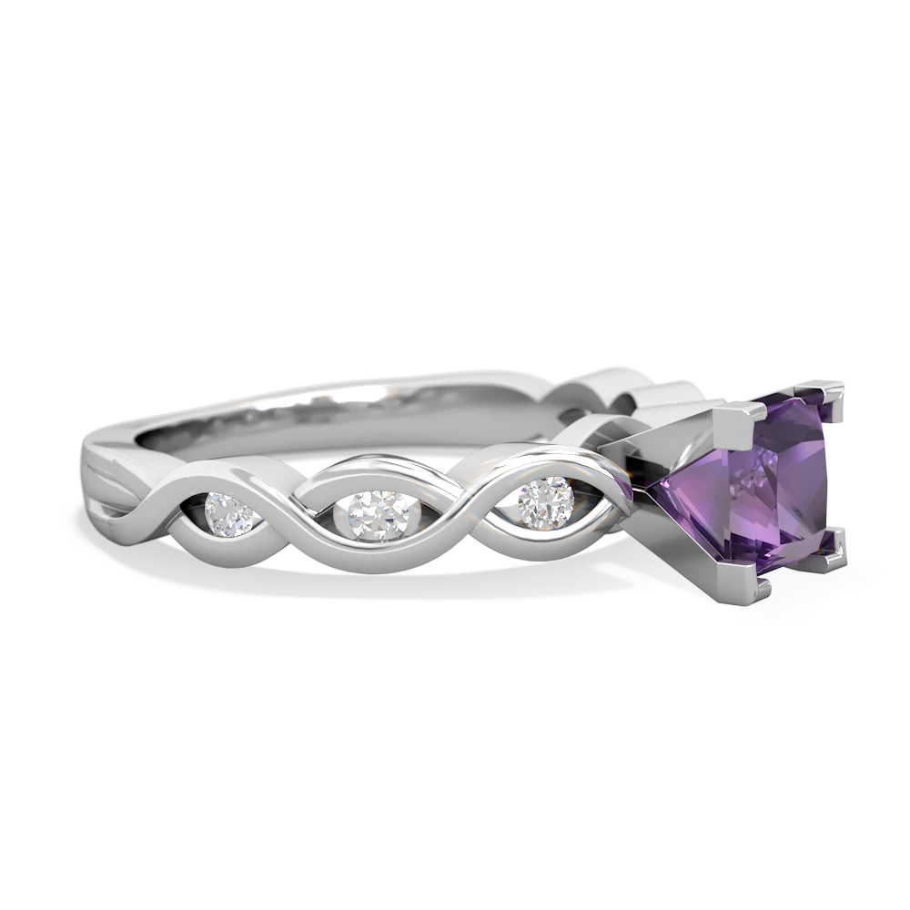 Amethyst Infinity 5Mm Square Engagement 14K White Gold ring R26315SQ