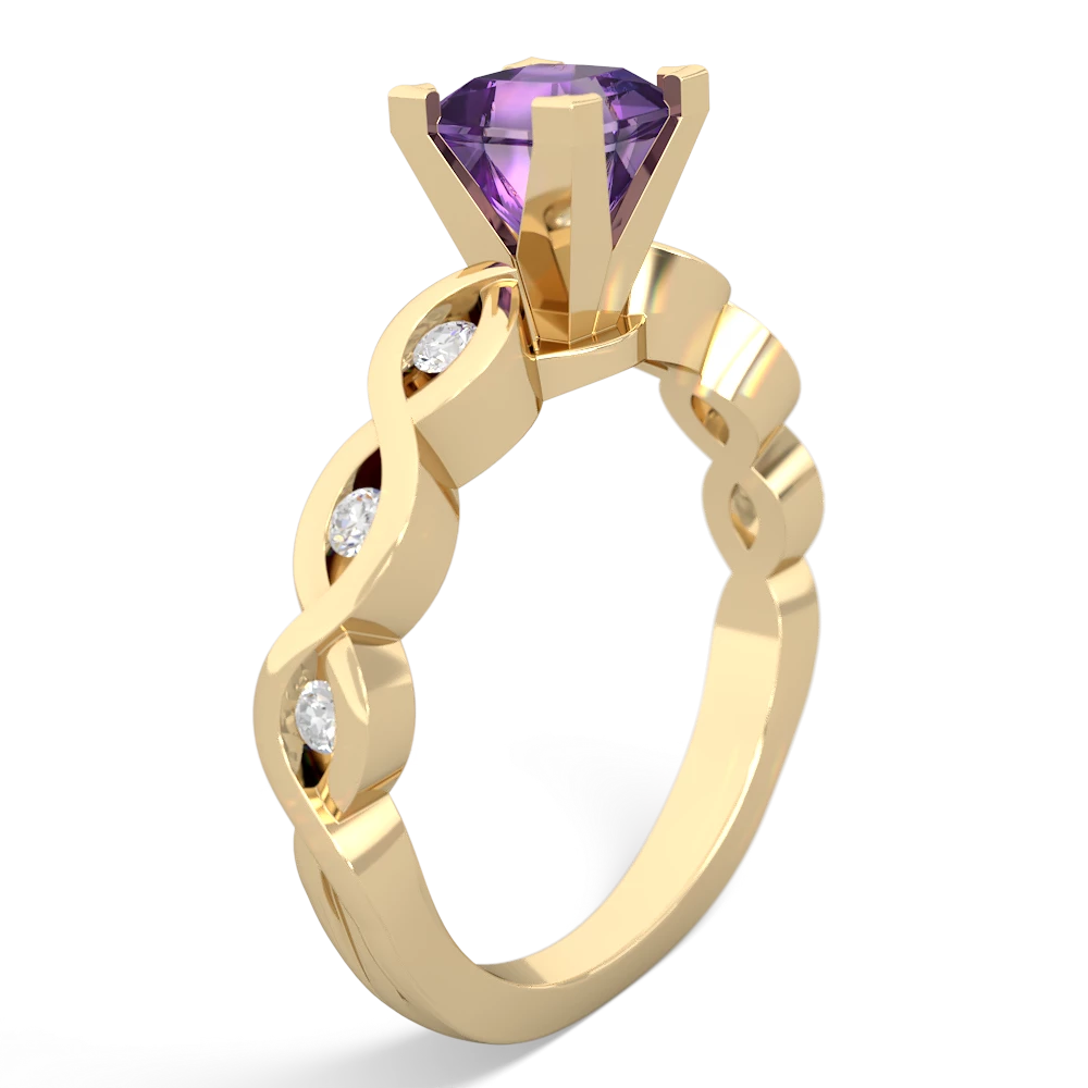 Amethyst Infinity 5Mm Square Engagement 14K Yellow Gold ring R26315SQ