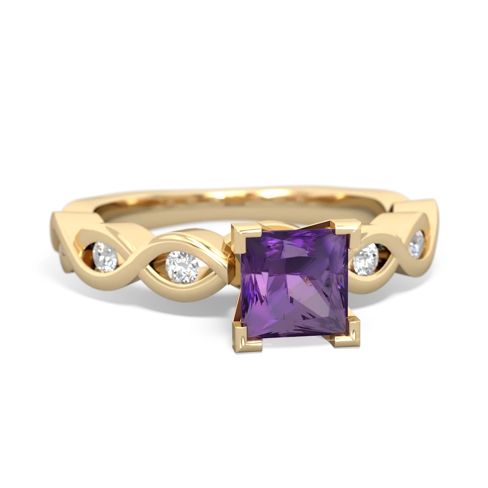 Amethyst Infinity 5Mm Square Engagement 14K Yellow Gold ring R26315SQ