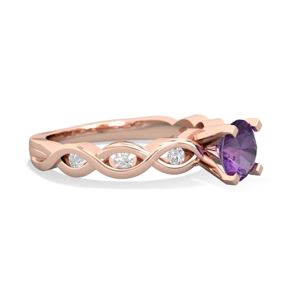 Amethyst Infinity 6Mm Round Engagement 14K Rose Gold ring R26316RD