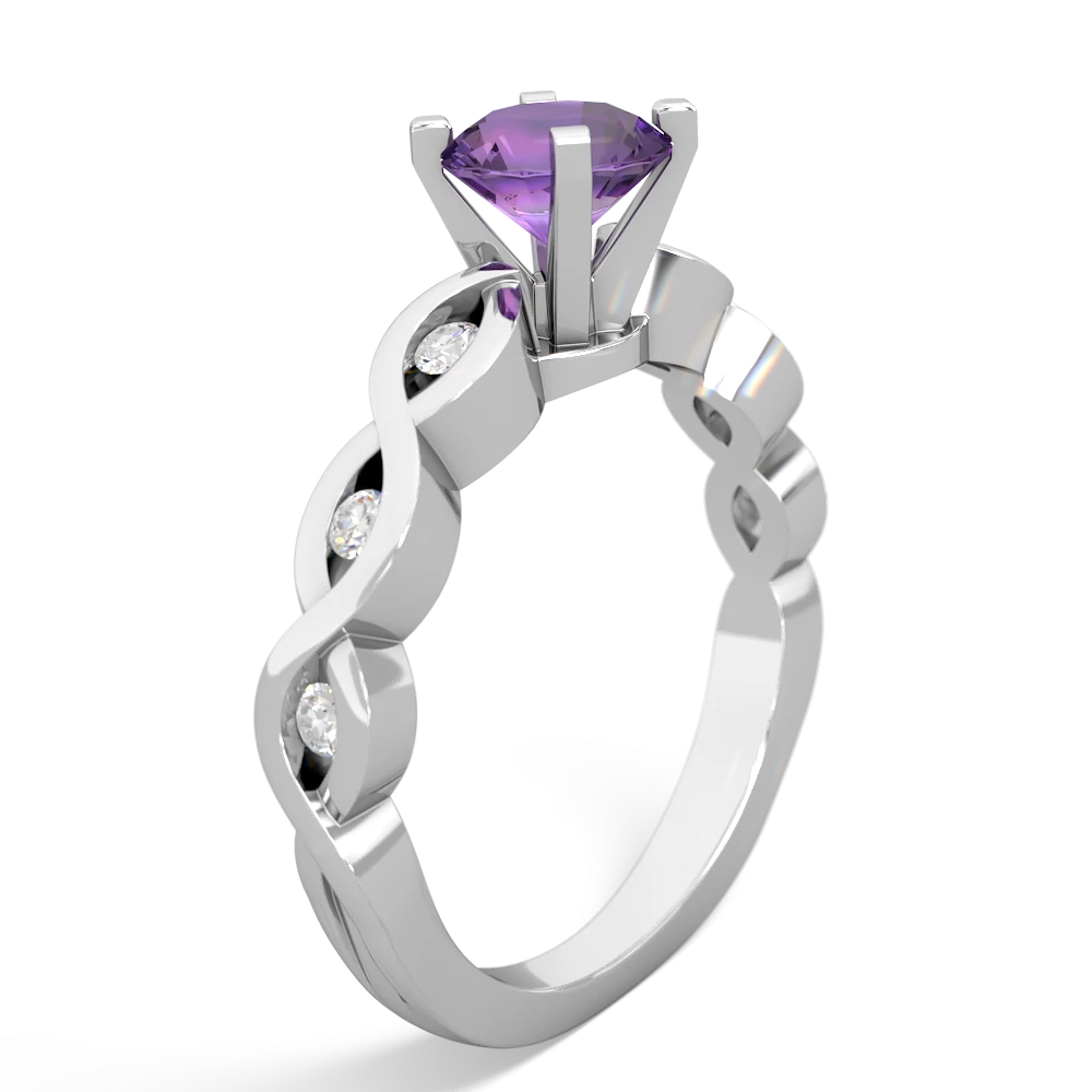 Amethyst Infinity 6Mm Round Engagement 14K White Gold ring R26316RD