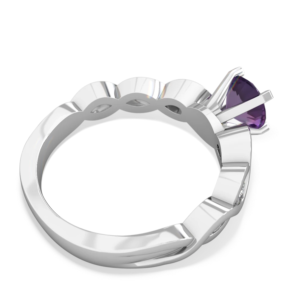 Amethyst Infinity 6Mm Round Engagement 14K White Gold ring R26316RD