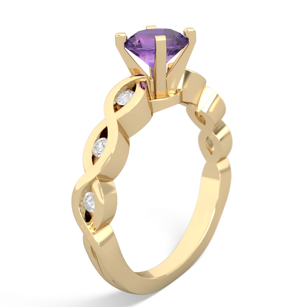 Amethyst Infinity 6Mm Round Engagement 14K Yellow Gold ring R26316RD