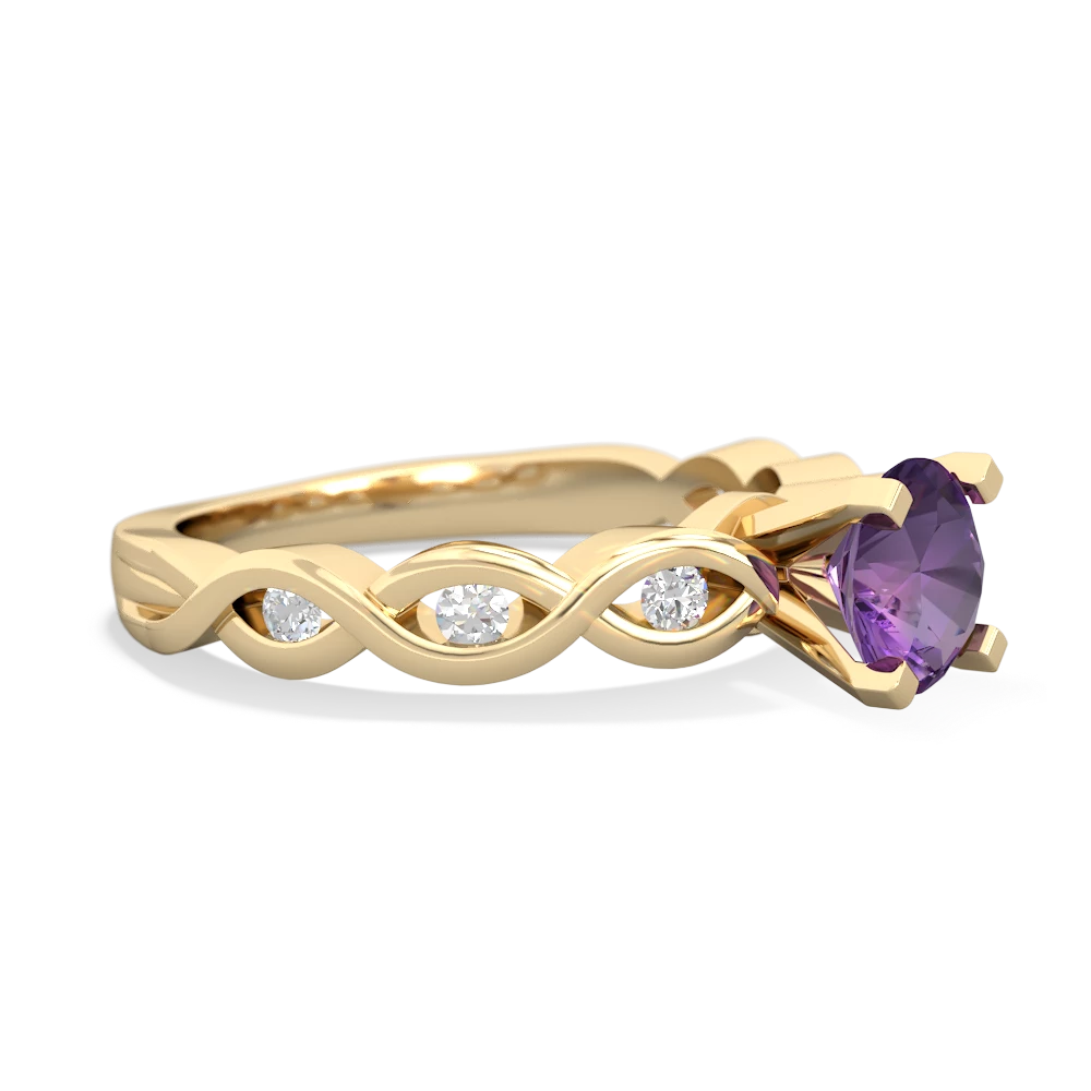 Amethyst Infinity 6Mm Round Engagement 14K Yellow Gold ring R26316RD
