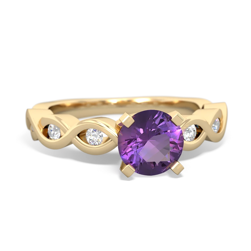 Amethyst Infinity 6Mm Round Engagement 14K Yellow Gold ring R26316RD