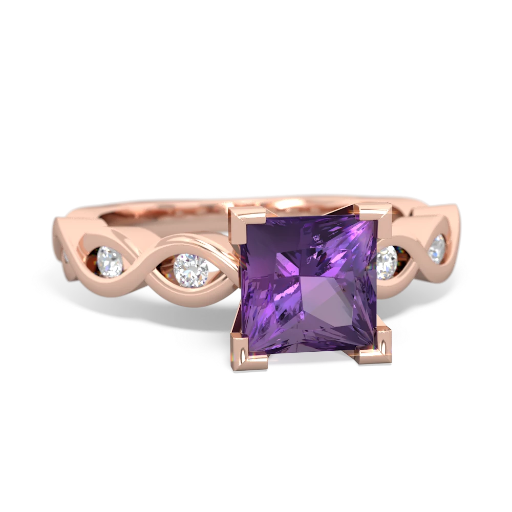 Amethyst Infinity 6Mm Princess Engagement 14K Rose Gold ring R26316SQ