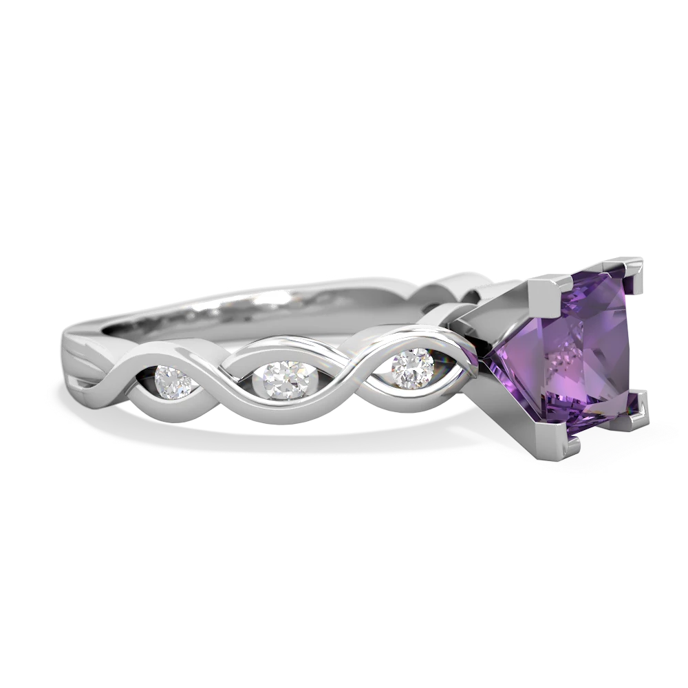 Amethyst Infinity 6Mm Princess Engagement 14K White Gold ring R26316SQ