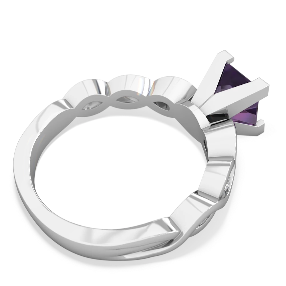 Amethyst Infinity 6Mm Princess Engagement 14K White Gold ring R26316SQ