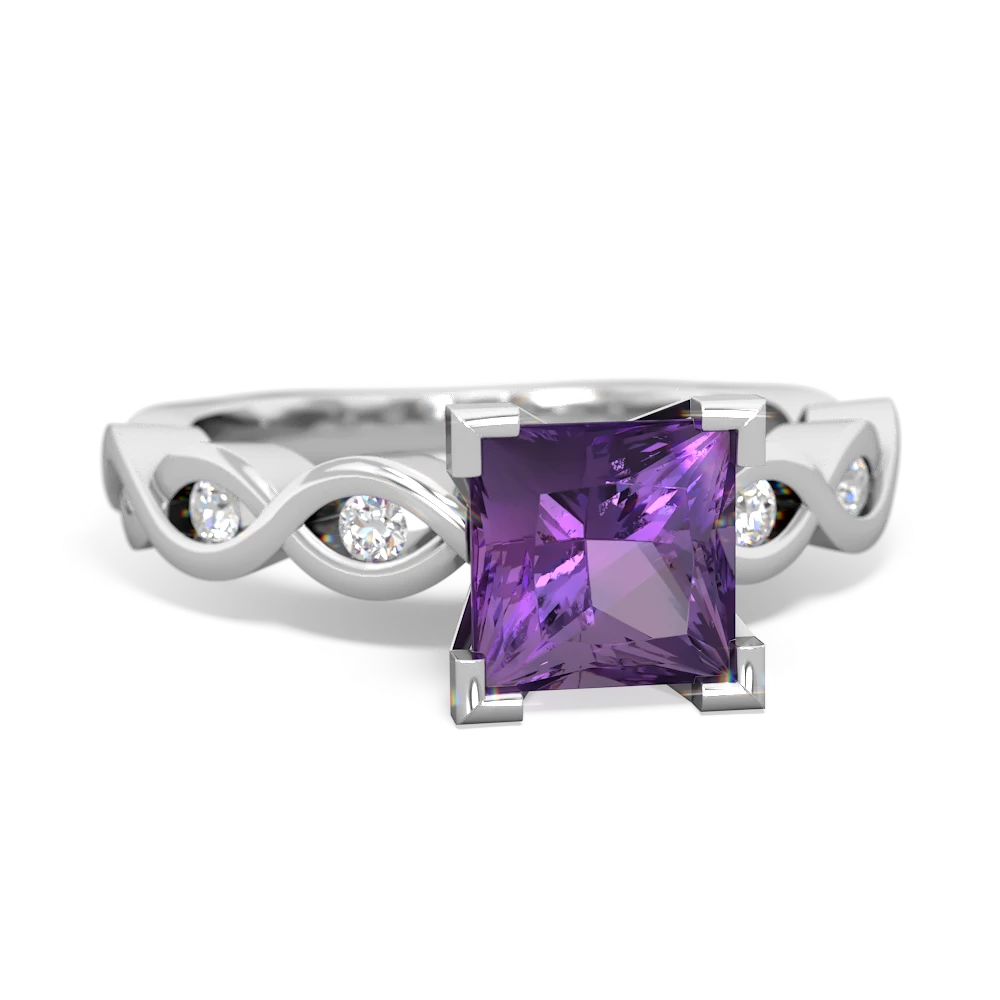 Amethyst Infinity 6Mm Princess Engagement 14K White Gold ring R26316SQ