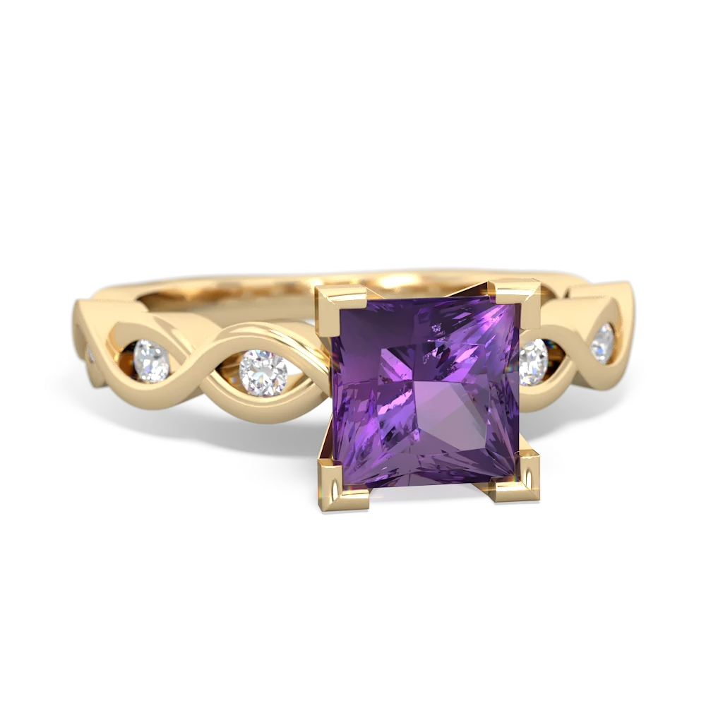 Amethyst Infinity 6Mm Princess Engagement 14K Yellow Gold ring R26316SQ