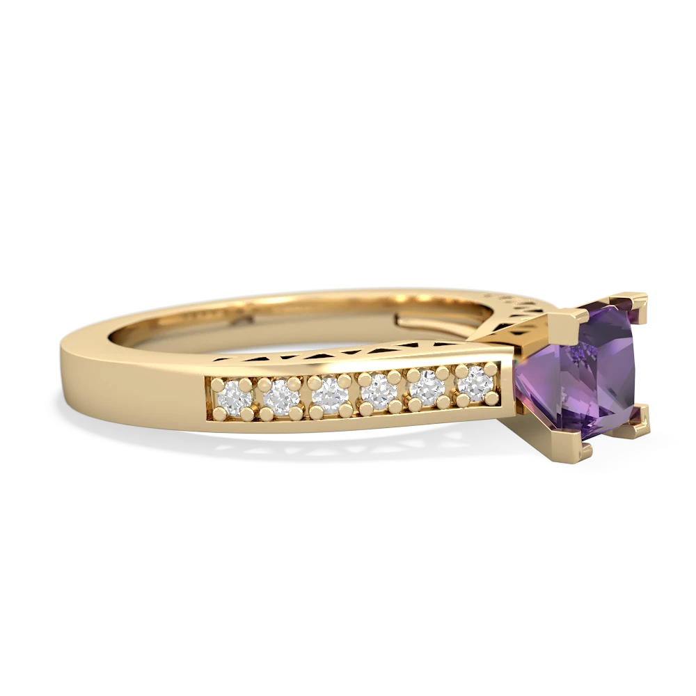 Amethyst Art Deco Engagement 5Mm Square 14K Yellow Gold ring R26355SQ