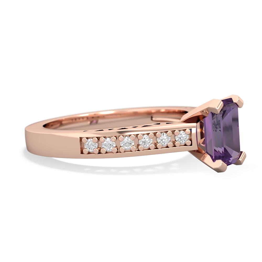 Amethyst Art Deco Engagement 7X5mm Emerald-Cut 14K Rose Gold ring R26357EM