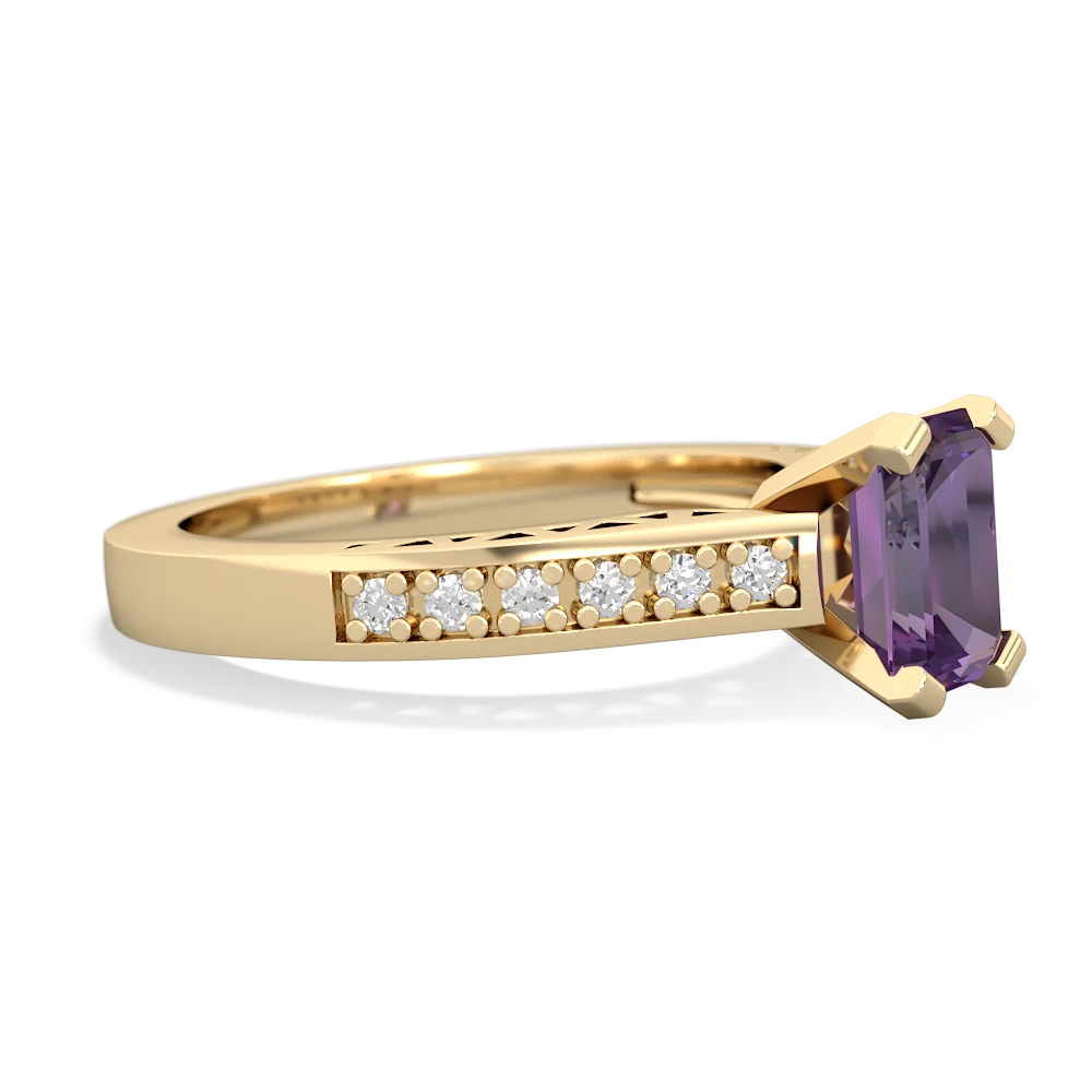 Amethyst Art Deco Engagement 7X5mm Emerald-Cut 14K Yellow Gold ring R26357EM