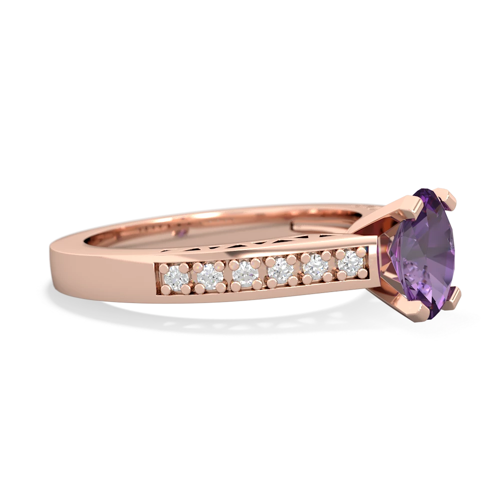 Amethyst Art Deco Engagement 7X5mm Oval 14K Rose Gold ring R26357VL