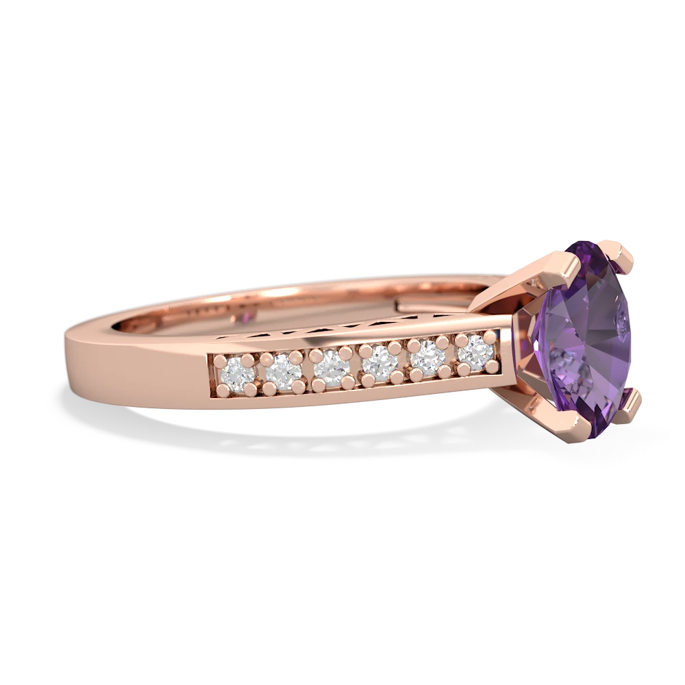 Amethyst Art Deco Engagement 8X6mm Oval 14K Rose Gold ring R26358VL