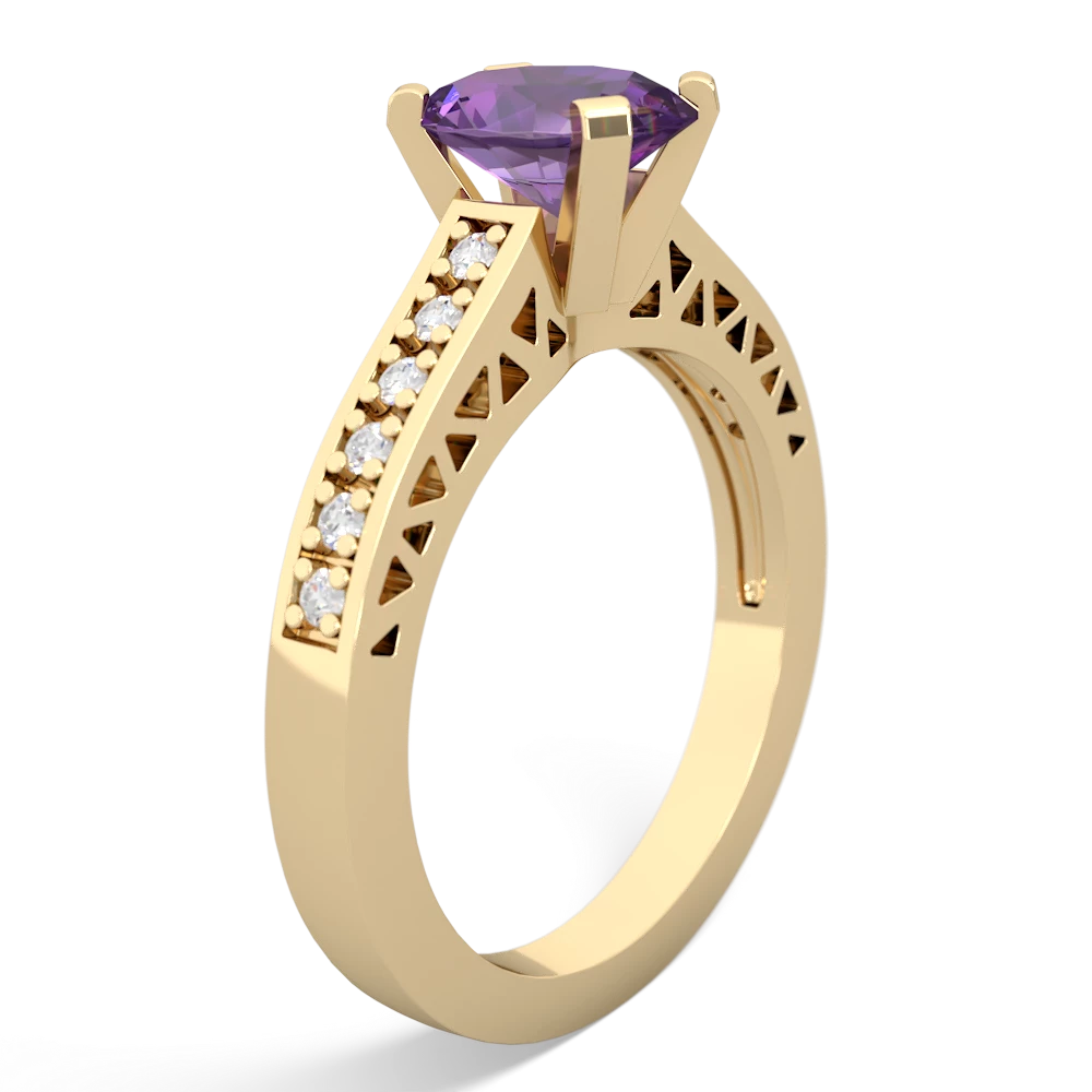 Amethyst Art Deco Engagement 8X6mm Oval 14K Yellow Gold ring R26358VL