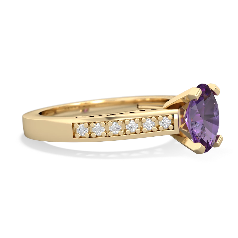 Amethyst Art Deco Engagement 8X6mm Oval 14K Yellow Gold ring R26358VL