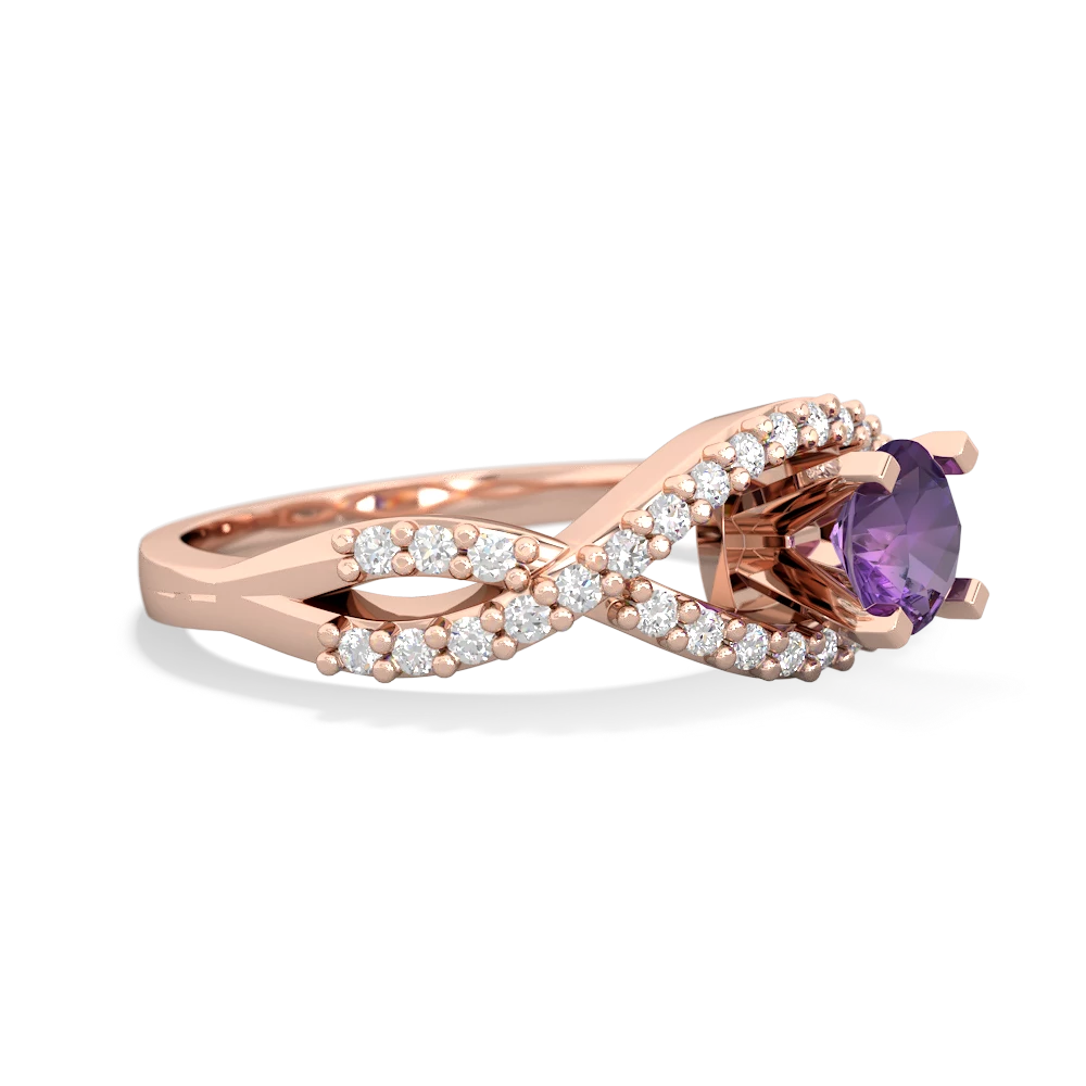 Amethyst Diamond Twist 5Mm Round Engagment  14K Rose Gold ring R26405RD