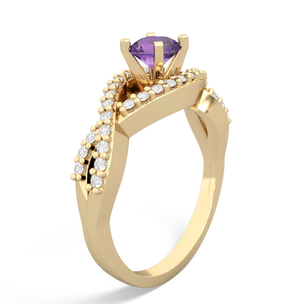 Amethyst Diamond Twist 5Mm Round Engagment  14K Yellow Gold ring R26405RD