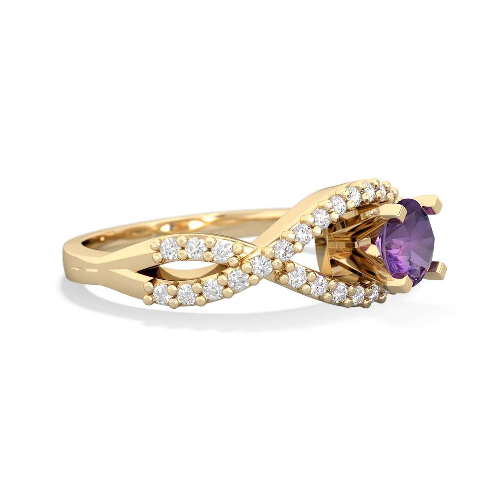 Amethyst Diamond Twist 5Mm Round Engagment  14K Yellow Gold ring R26405RD