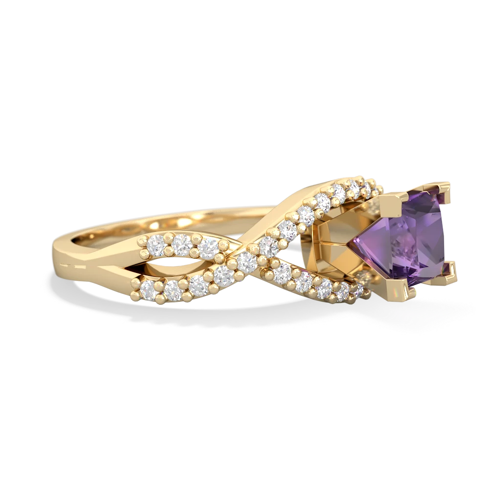 Amethyst Diamond Twist 5Mm Square Engagment  14K Yellow Gold ring R26405SQ