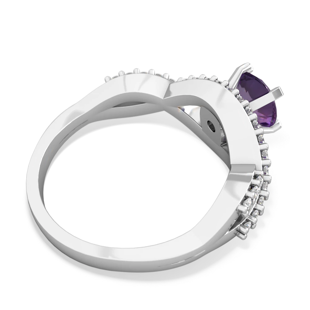 Amethyst Diamond Twist 6Mm Round Engagment  14K White Gold ring R26406RD