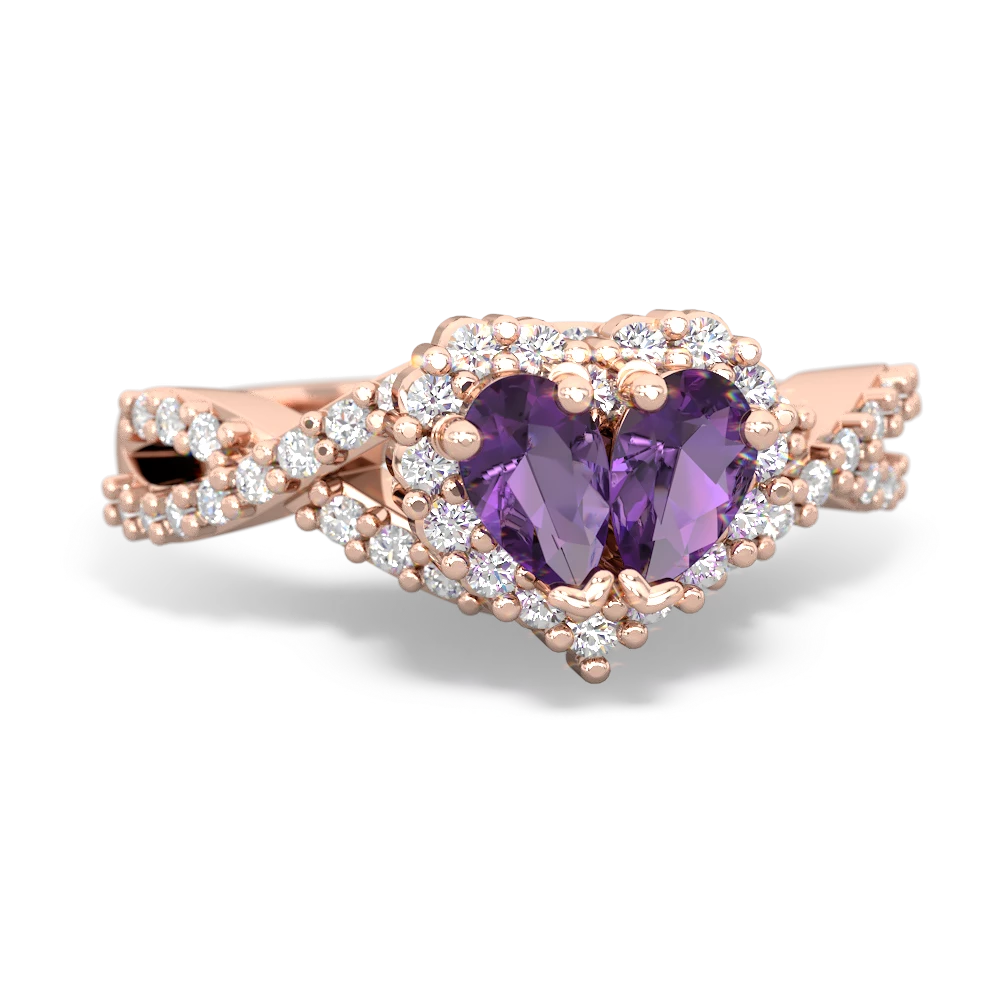 Amethyst Diamond Twist 'One Heart' 14K Rose Gold ring R2640HRT