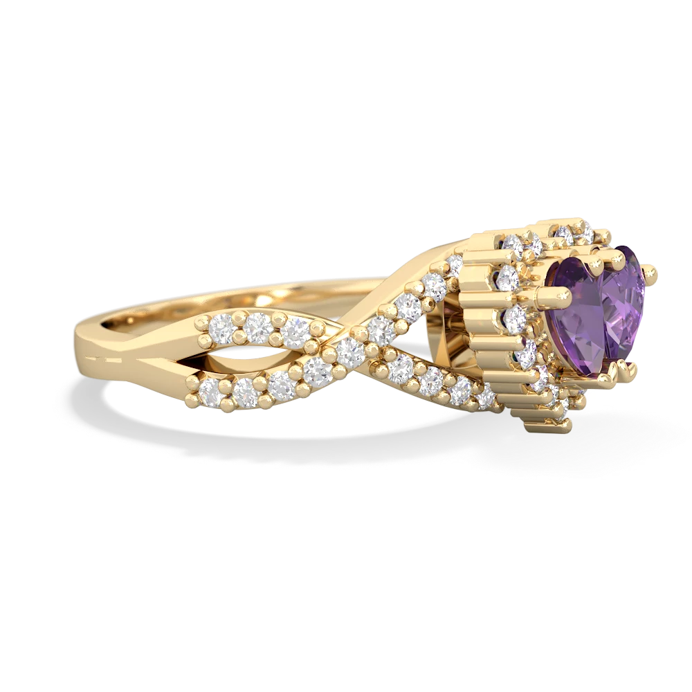 Amethyst Diamond Twist 'One Heart' 14K Yellow Gold ring R2640HRT