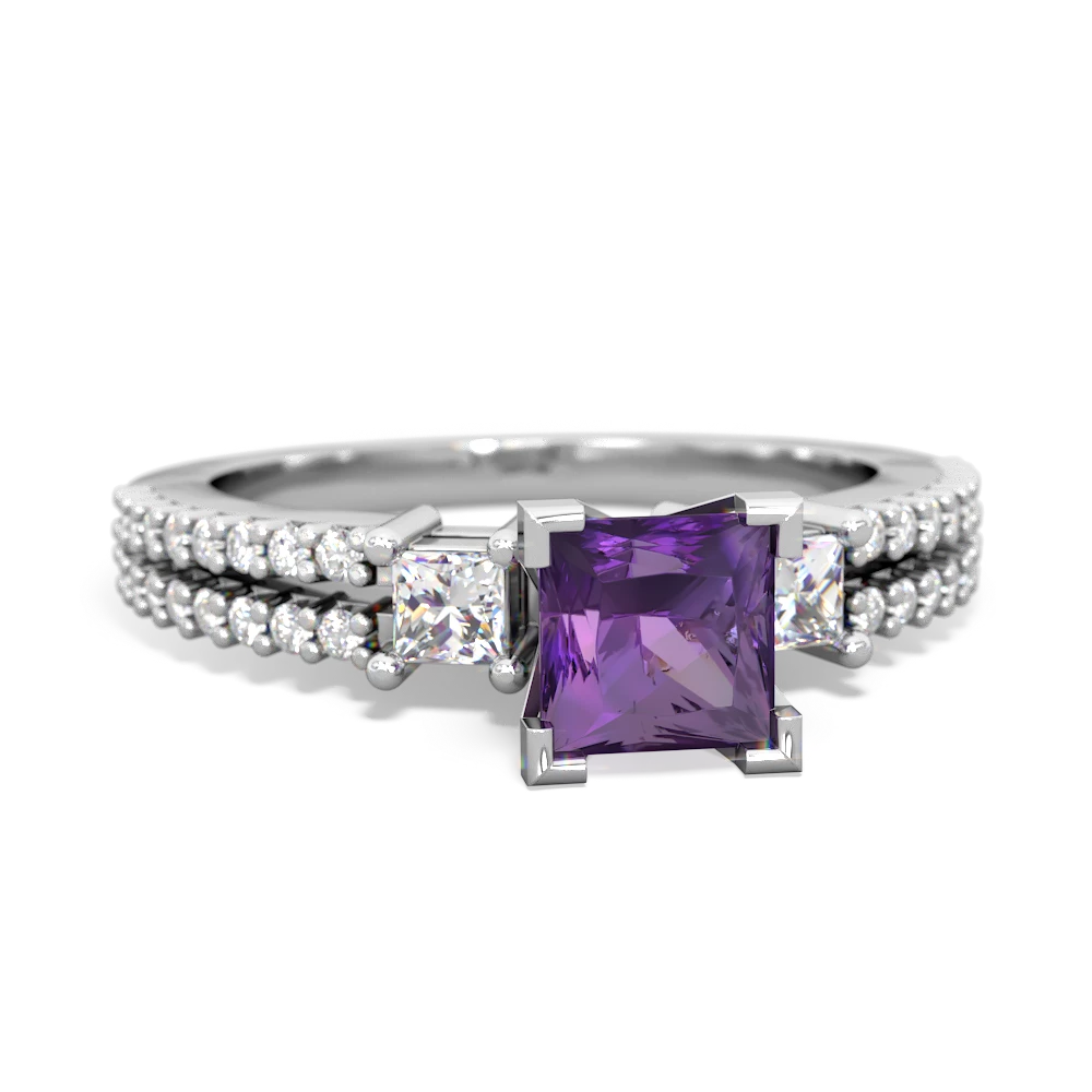Amethyst Classic 5Mm Square Engagement 14K White Gold ring R26435SQ
