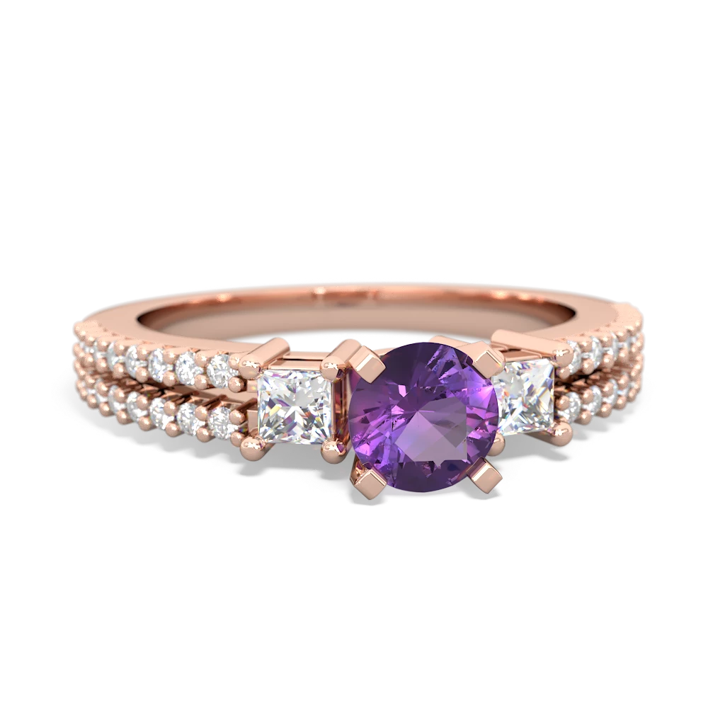 Amethyst Classic 5Mm Round Engagement 14K Rose Gold ring R26435RD