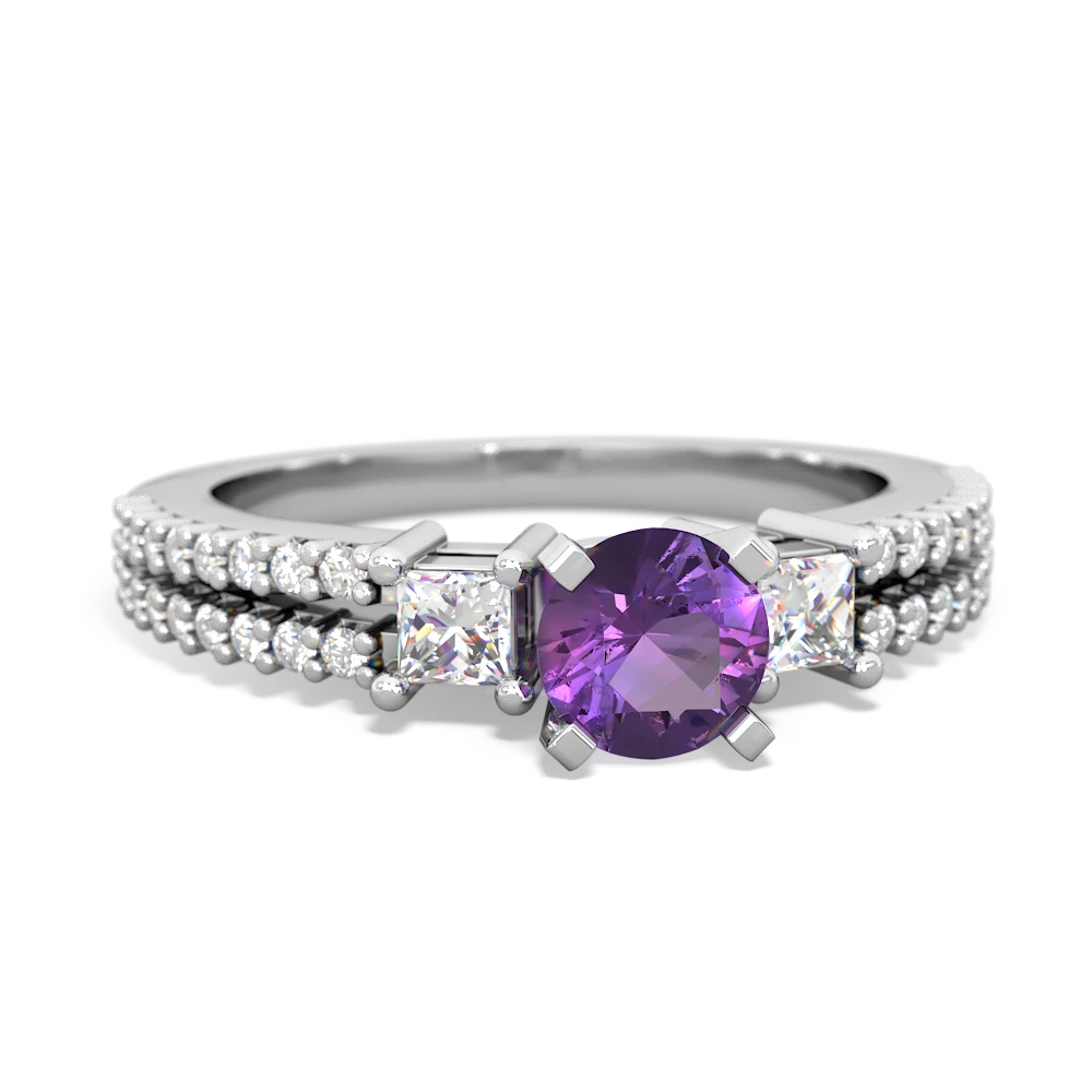 Amethyst Classic 5Mm Round Engagement 14K White Gold ring R26435RD