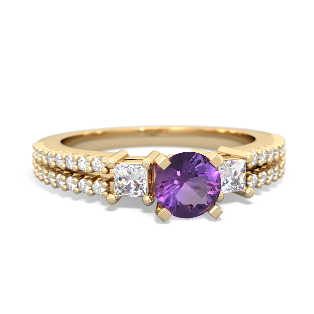 Amethyst Classic 5Mm Round Engagement 14K Yellow Gold ring R26435RD