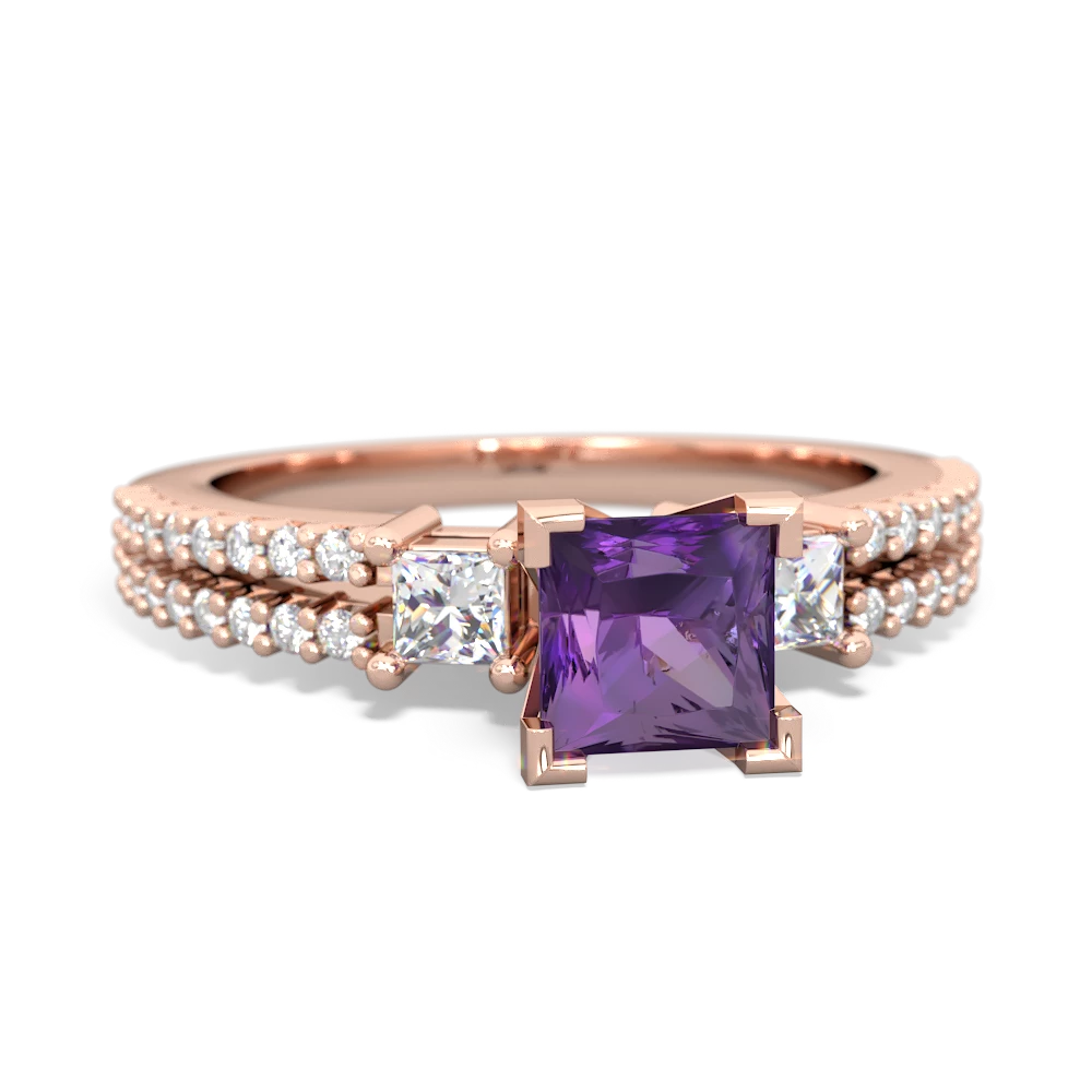 Amethyst Classic 5Mm Square Engagement 14K Rose Gold ring R26435SQ