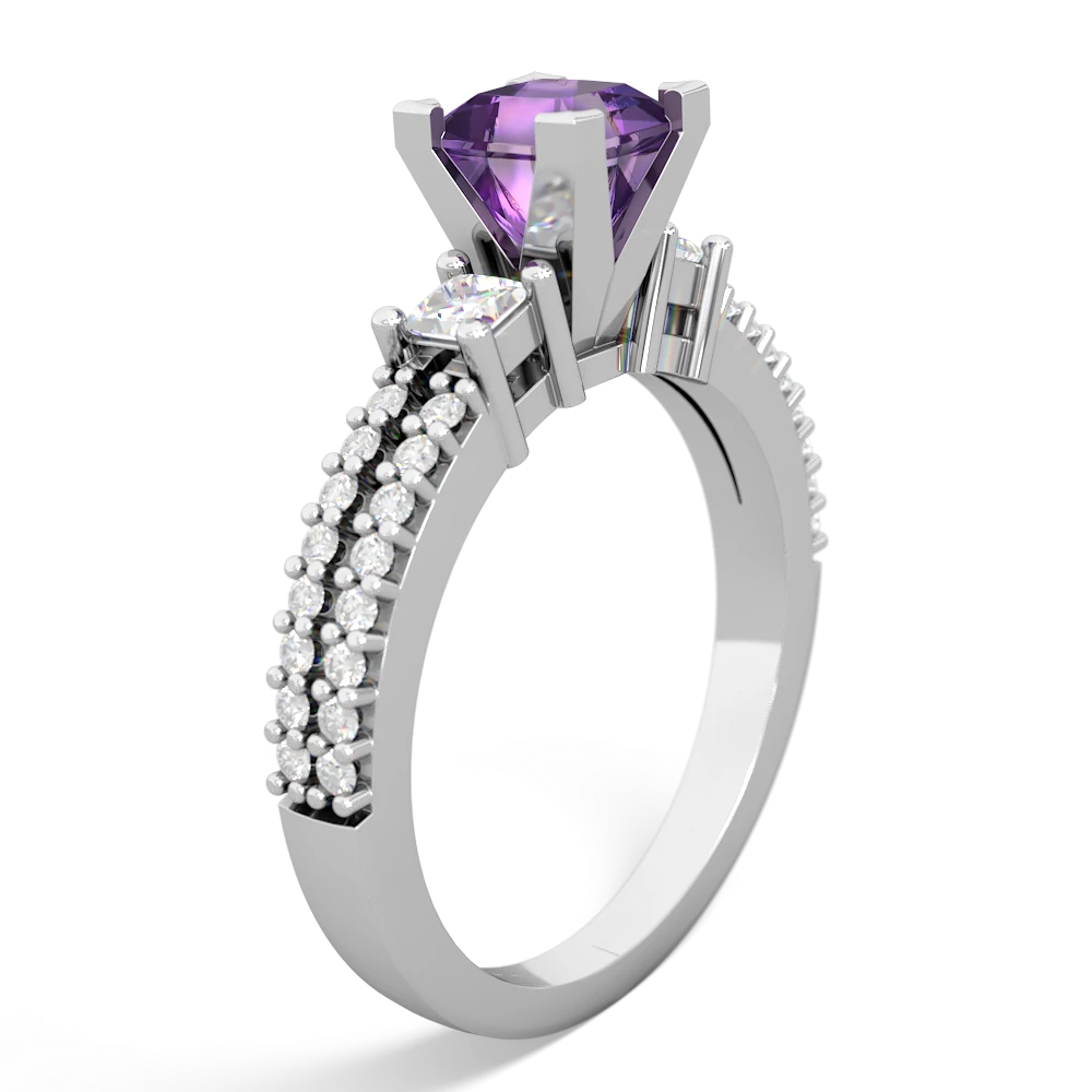 Amethyst Classic 5Mm Square Engagement 14K White Gold ring R26435SQ