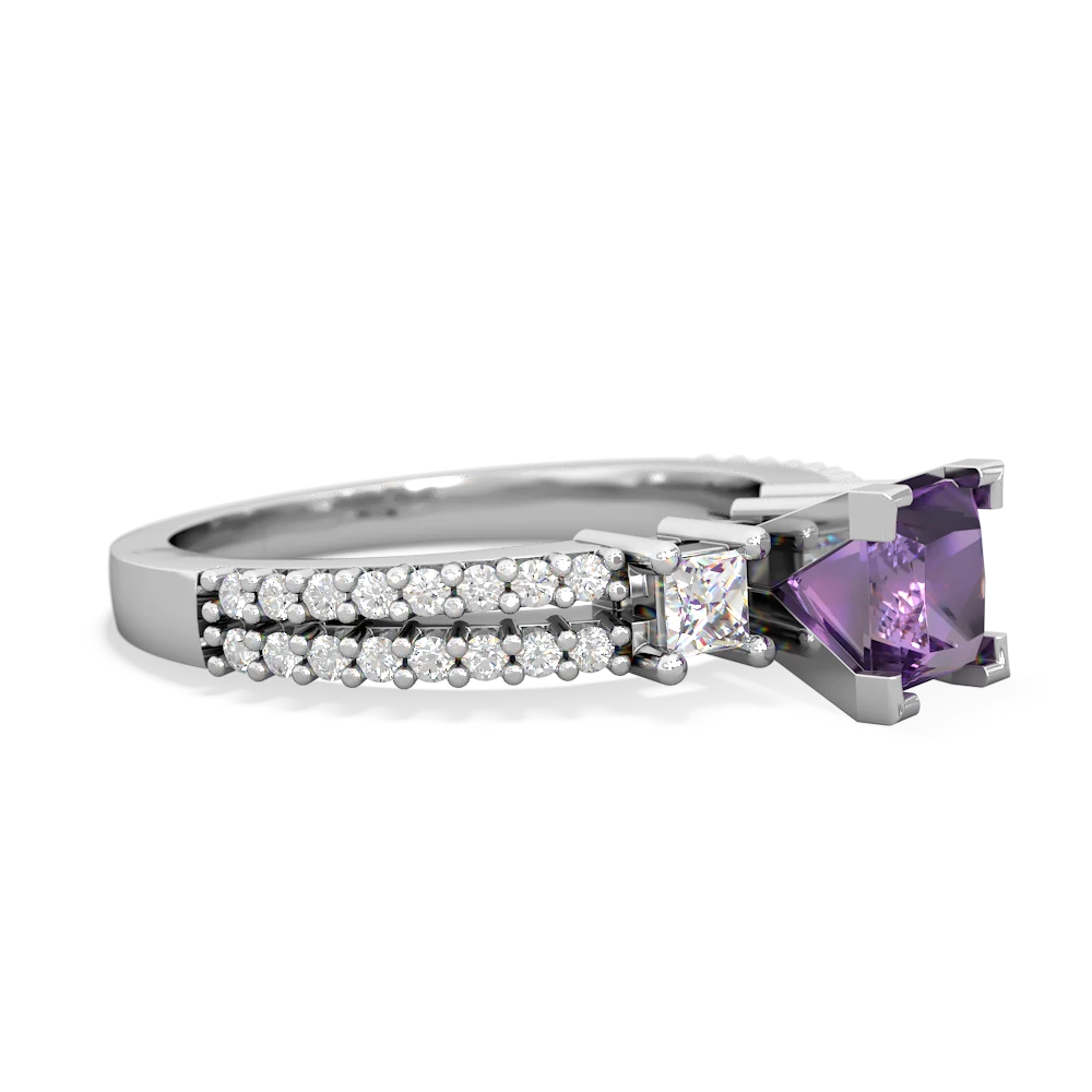 Amethyst Classic 5Mm Square Engagement 14K White Gold ring R26435SQ