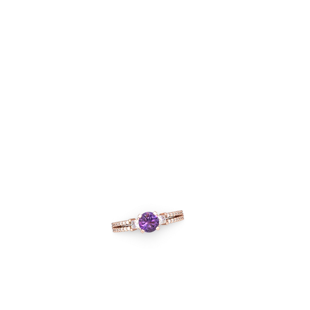 Amethyst Classic 6Mm Round Engagement 14K Rose Gold ring R26436RD