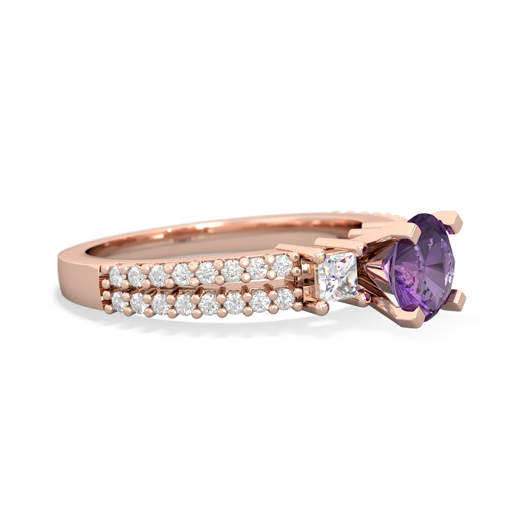 Amethyst Classic 6Mm Round Engagement 14K Rose Gold ring R26436RD