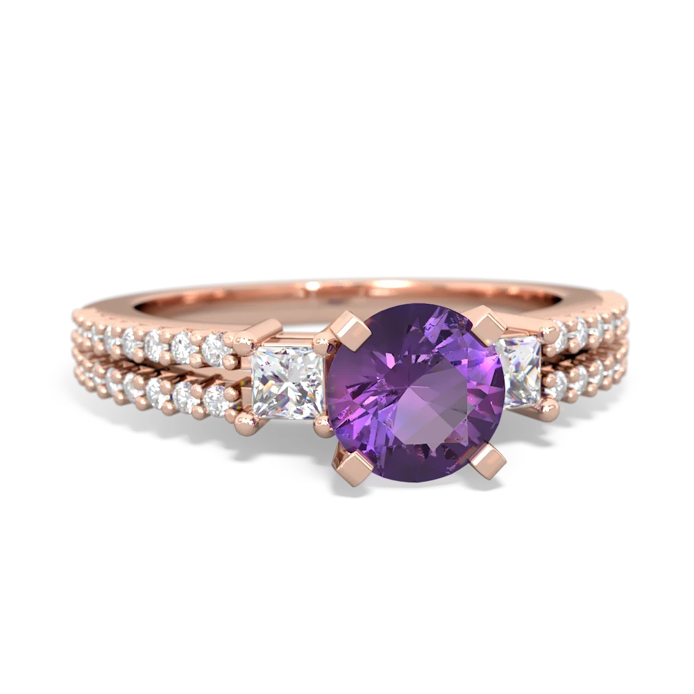 Amethyst Classic 6Mm Round Engagement 14K Rose Gold ring R26436RD