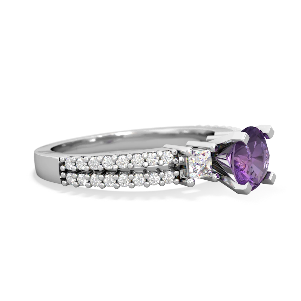 Amethyst Classic 6Mm Round Engagement 14K White Gold ring R26436RD