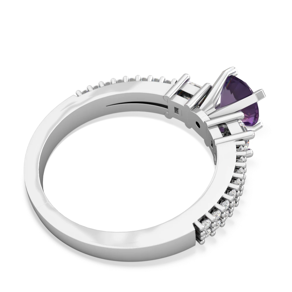 Amethyst Classic 6Mm Round Engagement 14K White Gold ring R26436RD