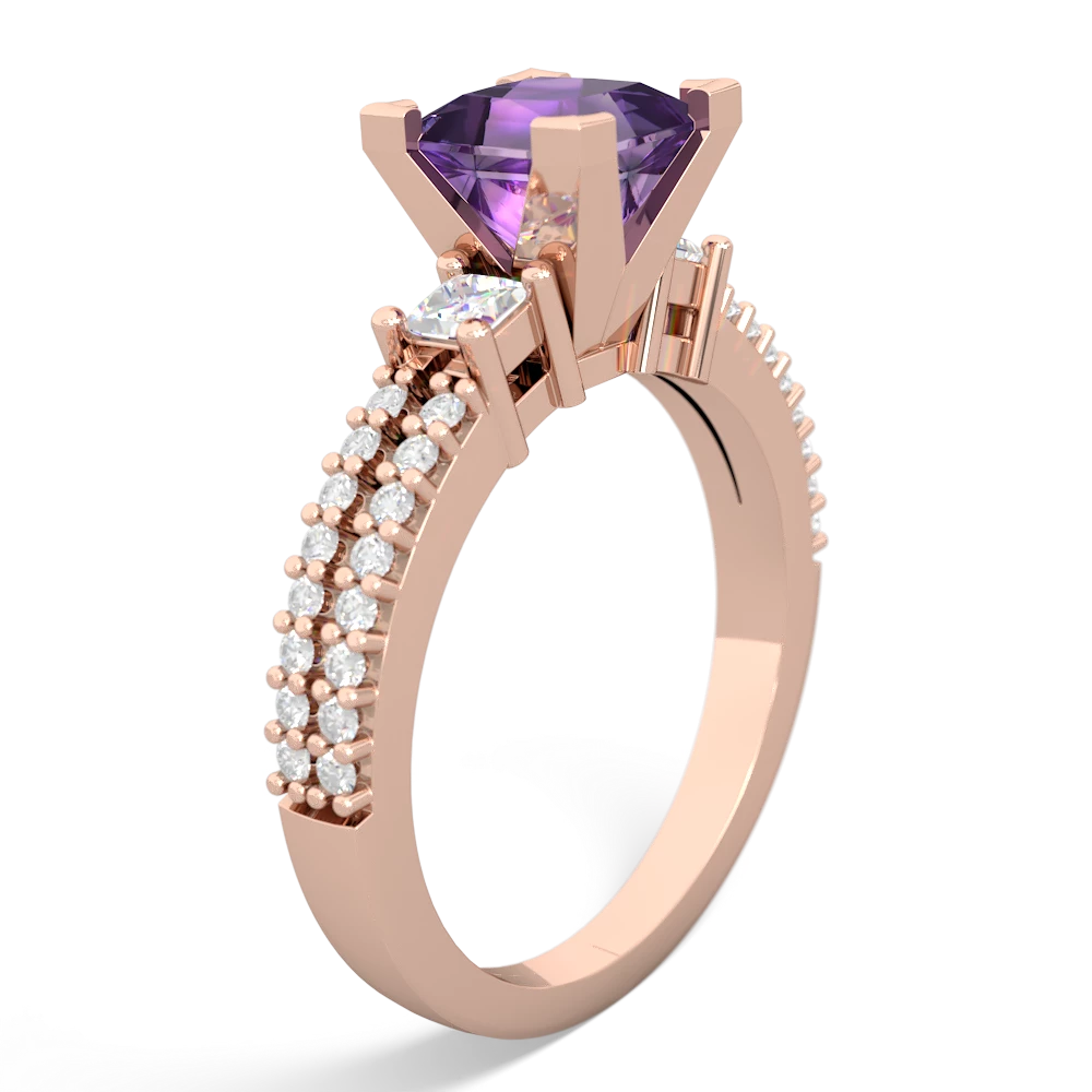 Amethyst Classic 6Mm Princess Engagement 14K Rose Gold ring R26436SQ