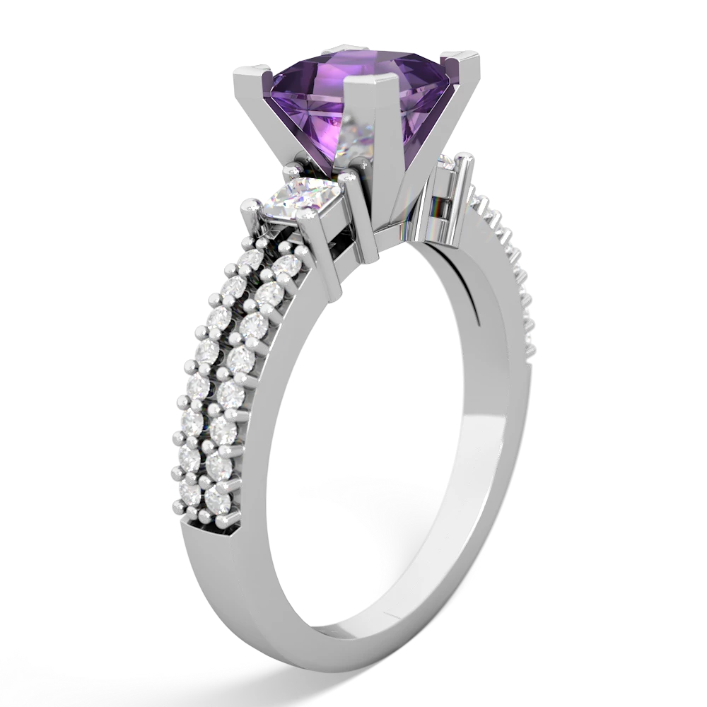 Amethyst Classic 6Mm Princess Engagement 14K White Gold ring R26436SQ