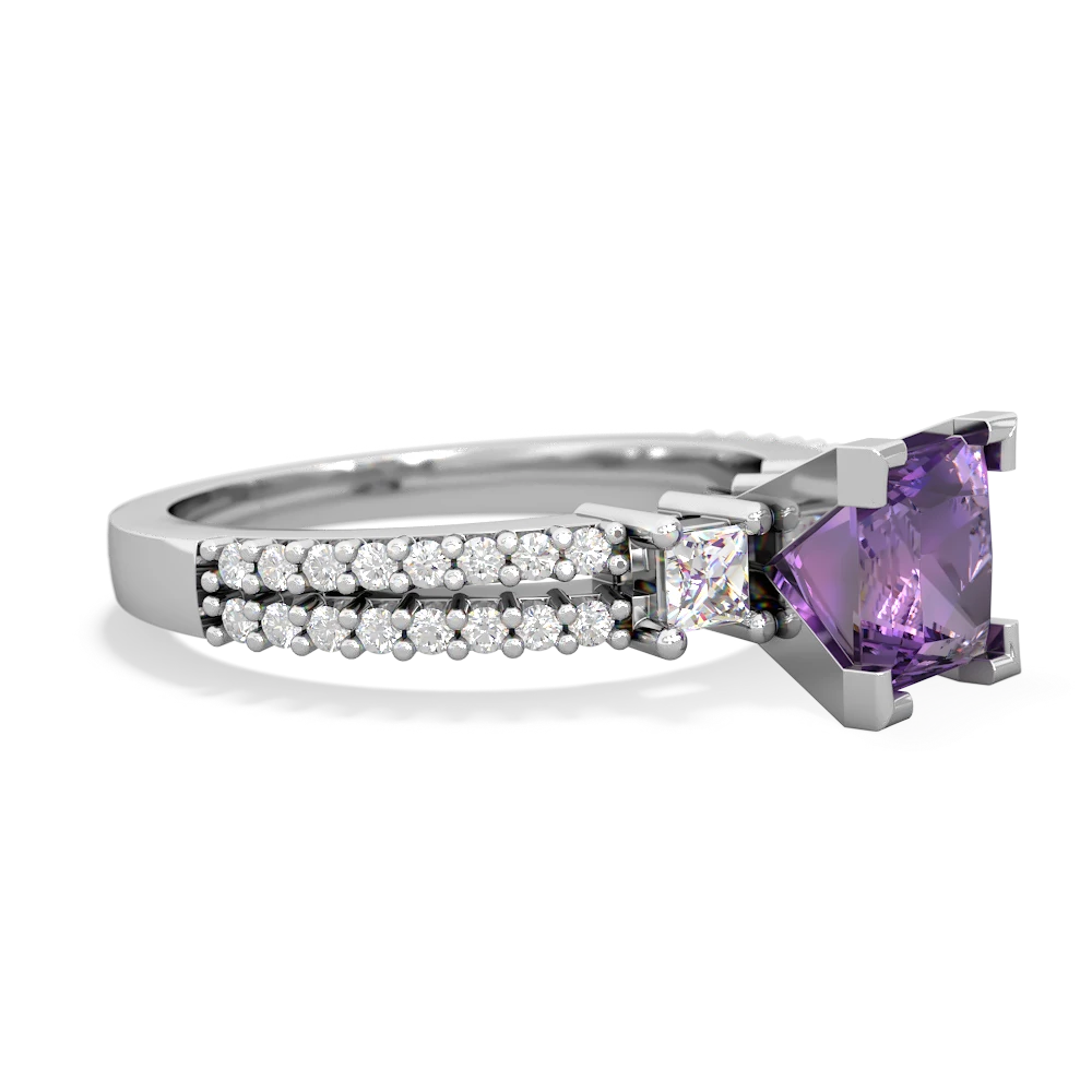 Amethyst Classic 6Mm Princess Engagement 14K White Gold ring R26436SQ