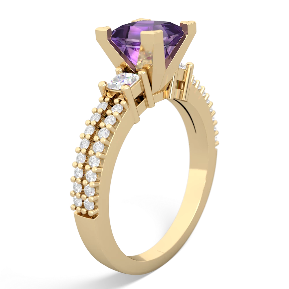 Amethyst Classic 6Mm Princess Engagement 14K Yellow Gold ring R26436SQ