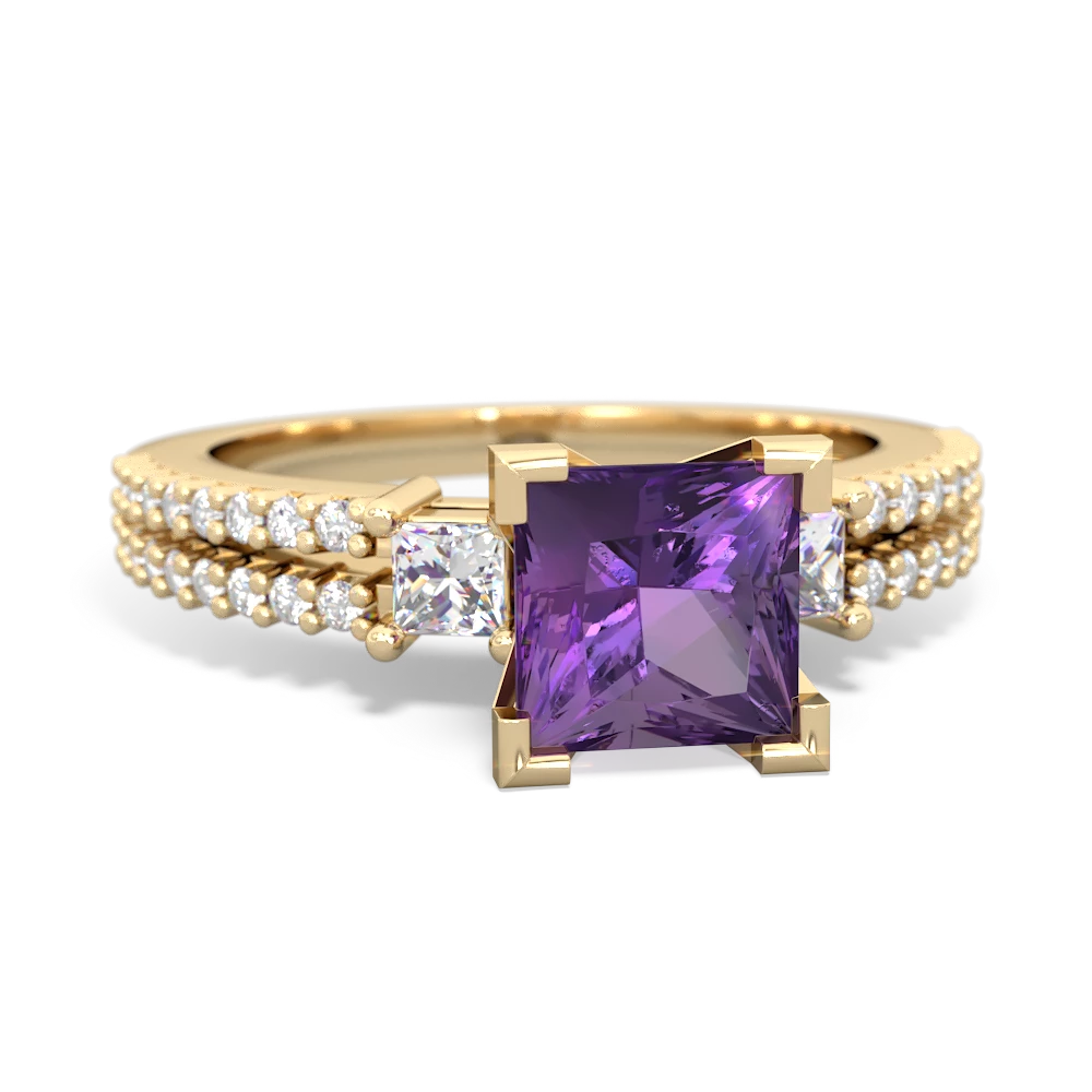 Amethyst Classic 6Mm Princess Engagement 14K Yellow Gold ring R26436SQ