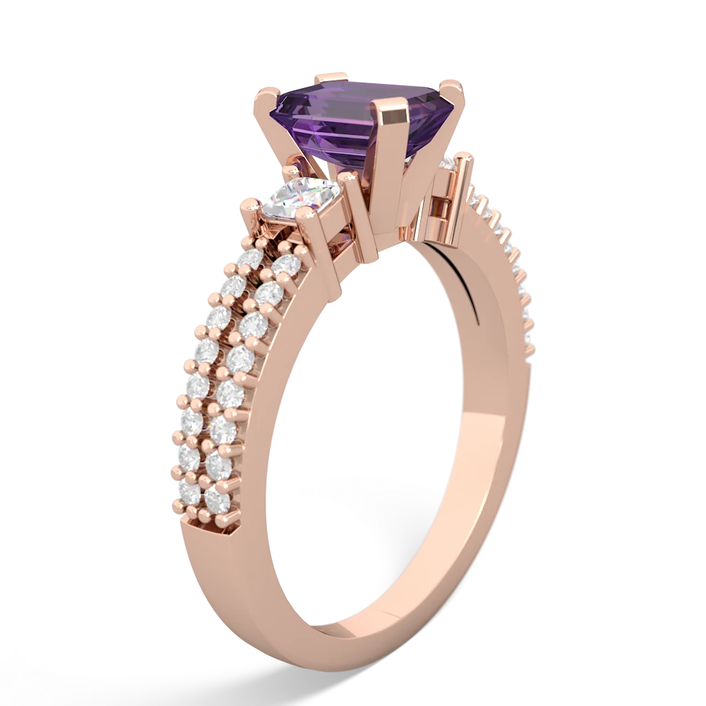 Amethyst Classic 7X5mm Emerald-Cut Engagement 14K Rose Gold ring R26437EM