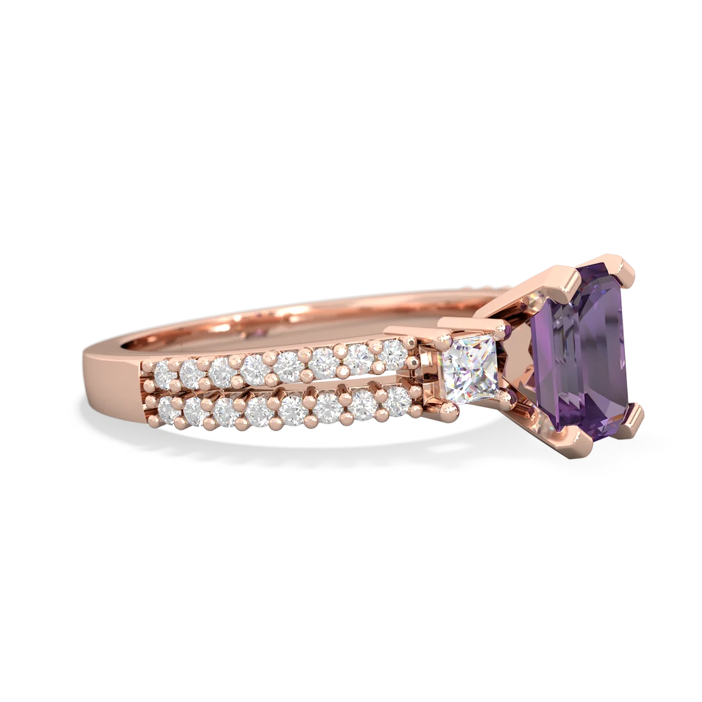 Amethyst Classic 7X5mm Emerald-Cut Engagement 14K Rose Gold ring R26437EM